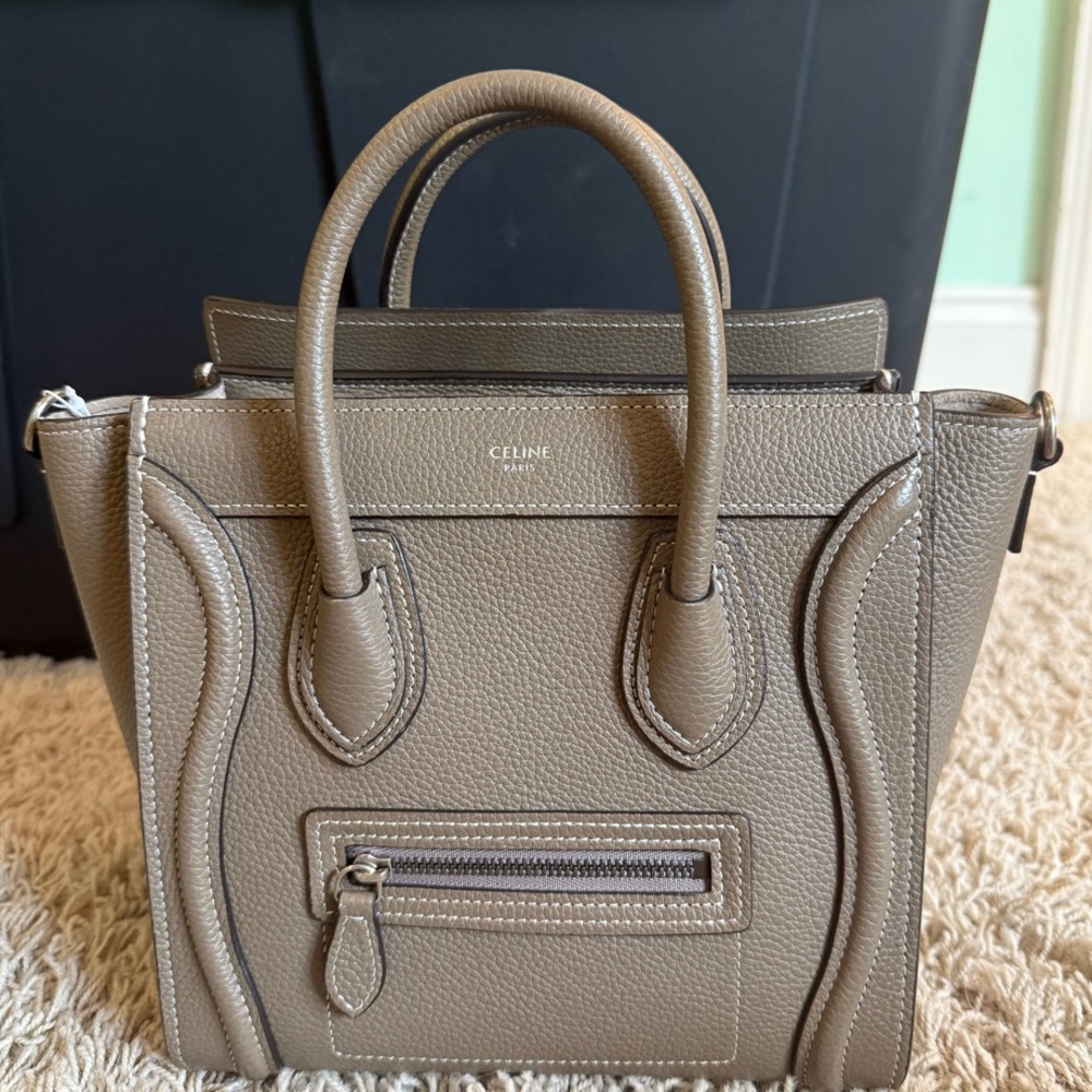 Celine Taupe Mini Luggage Tote - CELINE